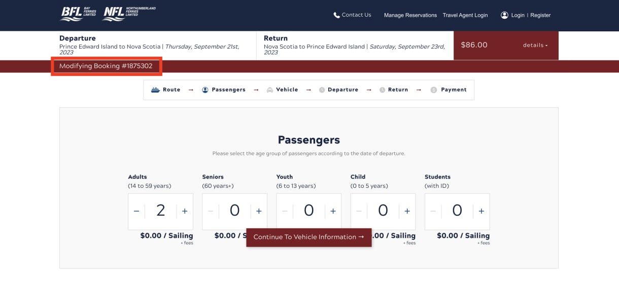 Manage Reservations Screenshot