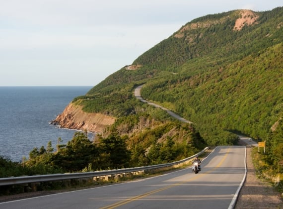 Motorcycle riding along the roads in Cape Breton