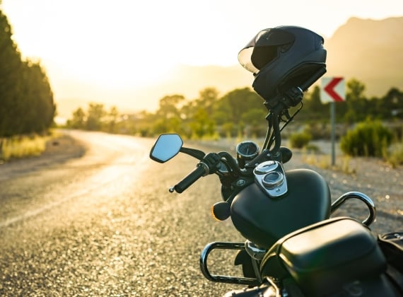 Motorcycle on side of road 
