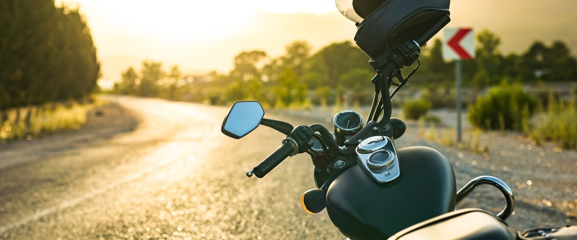 Motorcycle on side of road 